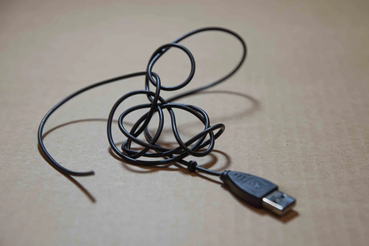 Black cord tangle