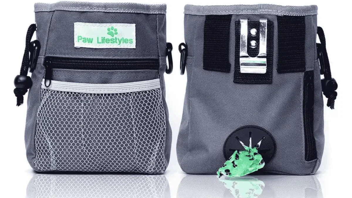 Grey Paw Lifestyles dog treat training pouch featuring a green frog design